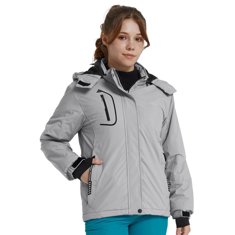 Jacket Coat Winter Skiing Hooded 6/7 Fleece Jacket Waterproof Wantdo Ski Grey Girl\'s Warm
