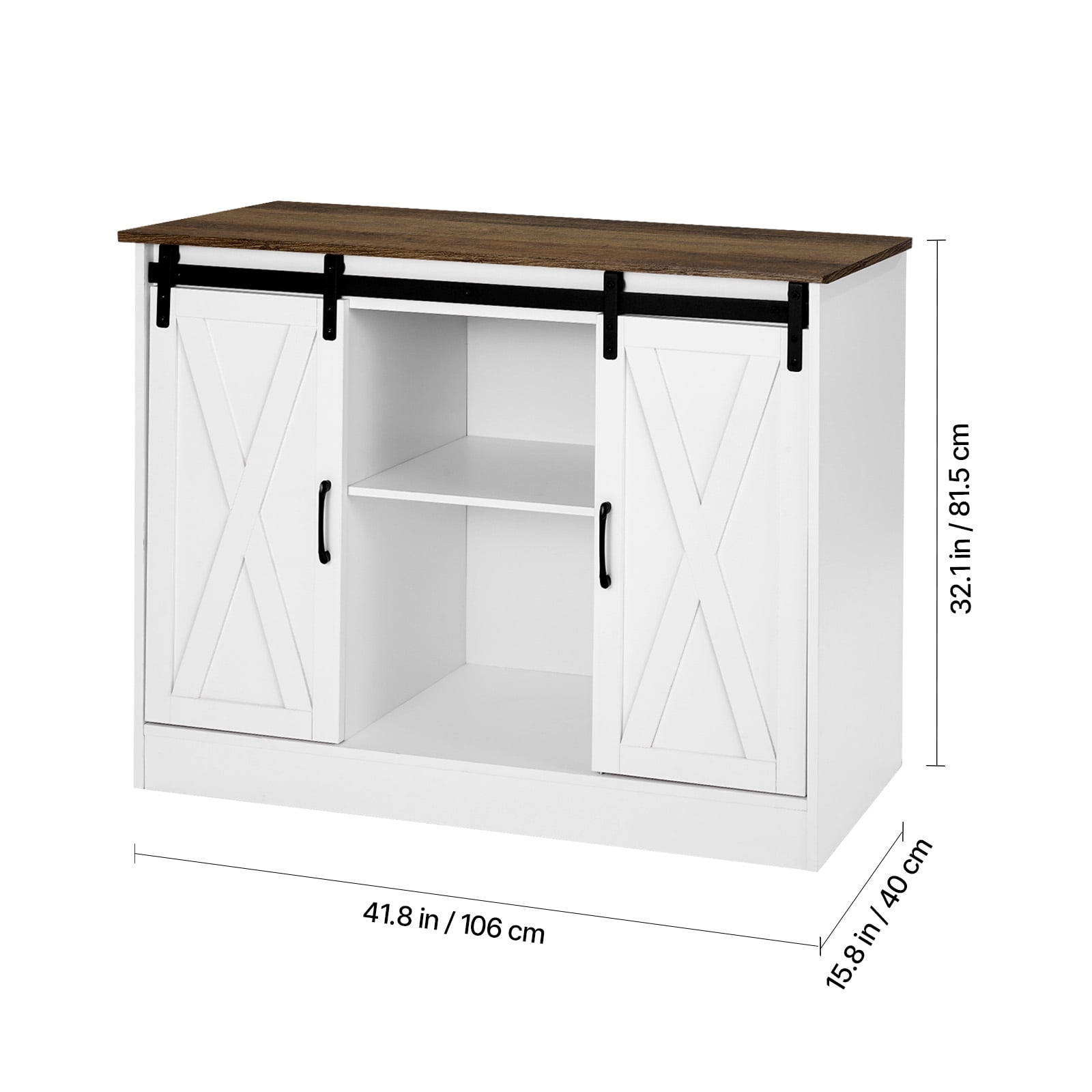KFFKFF Beverage Station Cabinet, Dimensions 41.8 x 15.8 x 32.1 in, Rustic Beverage Station Cabinet with Triple Layer Storage, Beverage Station Table with Sliding Doors, Rustic Buffet Sideboard