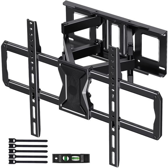 MountFTV Full Motion TV Wall Mount for 37-84" TVs, Max 600x400mm, Fits 16" Wood Studs, Holds up to 110lbs, TV Mount Bracket with Dual Articulating Arms, Swivel, Tilt Extension