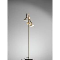 Italian Marble Base Modern Mid Century Brass Floor Lamp 3 White Diabolo Stilnovo Style
