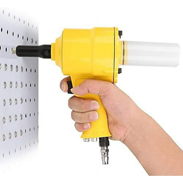 Professional Air Hydraulic Drive Pneumatic Rivet Gun, Aviation Aluminum Shell Pneumatic Tool Air Riveter for Multi-Sized Nosepieces Fast Assembly in Various Industries