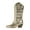 Gold, variant on Women's Mid Calf Boots Embroidered Pointed Toe Chunky Heel Wide Calf Pull on Western Cowboy Cowgirl Boots