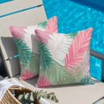 thumbnail image 4 of Throw Pillow Covers, Pink Green Palm Leaves 16x16 Pillow Covers for Couch/Sofa/Bed, Summer Tropical Plants Botanical Decorative Square Linen Cushion Pillowcase for Home Decor, 4 of 9