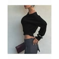 thumbnail image 5 of Women Off Shoulder Long Sleeve Cropped Pullover Sweater Top Trendy Boat Neck Soft Ribbed Knit Crop Sweater, 5 of 8