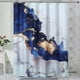 thumbnail image 1 of Cortina de ducha de tela moderna de lujo azul con pintura de arte abstracto de mármol azul marino, juegos de cortinas de ducha para baño pequeños, cortina de baño impermeable, 1 of 5