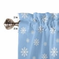 thumbnail image 5 of Christmas Snowflake Kitchen Curtains and Valances Set, Winter Simple Light Blue Gradient Bottom Rod Pocket Window Valance Window Curtain Panels for Living Room Bedroom Laundry, 27.5x24in, 3 Pieces, 5 of 7