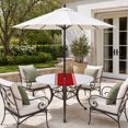 thumbnail image 4 of Round Outdoor Tablecloth with Umbrella Hole and Zipper, Red Solid Color Texture Fitted Table Cover with Elastic Edge for 31-35 Inch, Simple Red Stripes Waterproof Patio Tablecoths for Picnic, 4 of 9