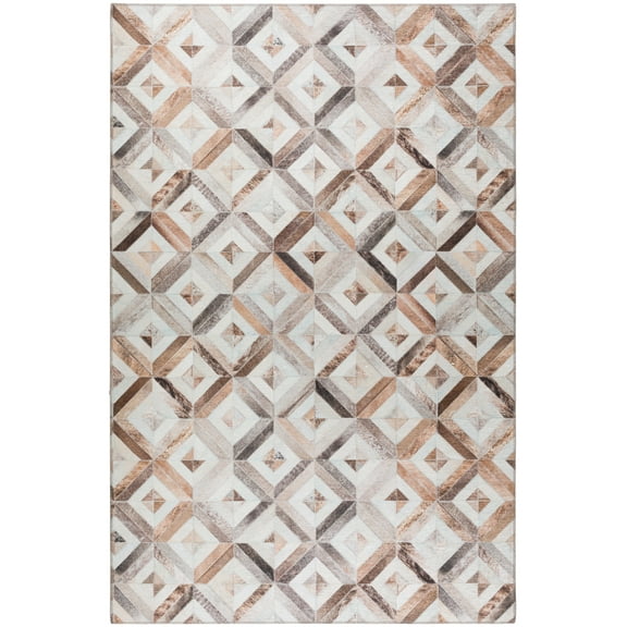 Addison Rugs Indoor/ Outdoor Laredo Geometric Faux Hide Patchwork Washable Area Rug 1'8" x 2'6" - Gray
