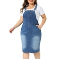 thumbnail image 2 of DARING DIVA Women's Plus Denim Overall Adjustable Strap Dress 1X Blue, 2 of 6