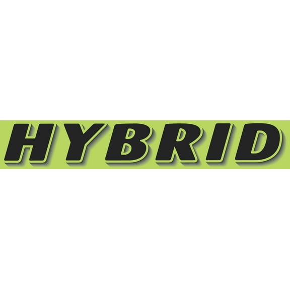 Rectangular Slogan Windshield Sticker - Black/Neon Green - "Hybrid" - 14 1/2ʺL x 2 3/4ʺH - Pack of 12