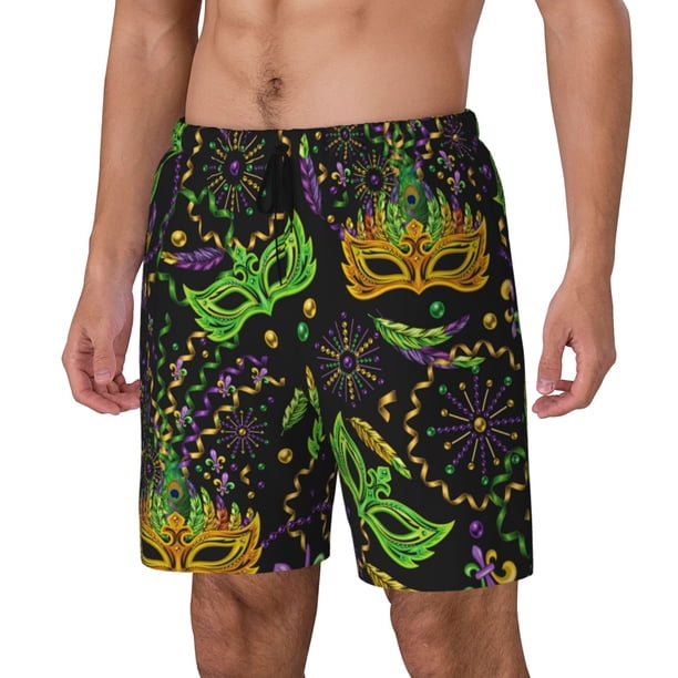 Fotbe Carnival Mardi Gras3 Traje de Baño para Hombre – Shorts de Natación de Secado Rápido con Forro y Bolsillos-XX-Large