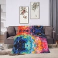 thumbnail image 6 of ZNDUO Lightweight Microfiber Bed Blanket, Watercolor AI Abstract Art Pattern Super Soft Flannel Cozy Throw Blankets, 50"x40", 6 of 8