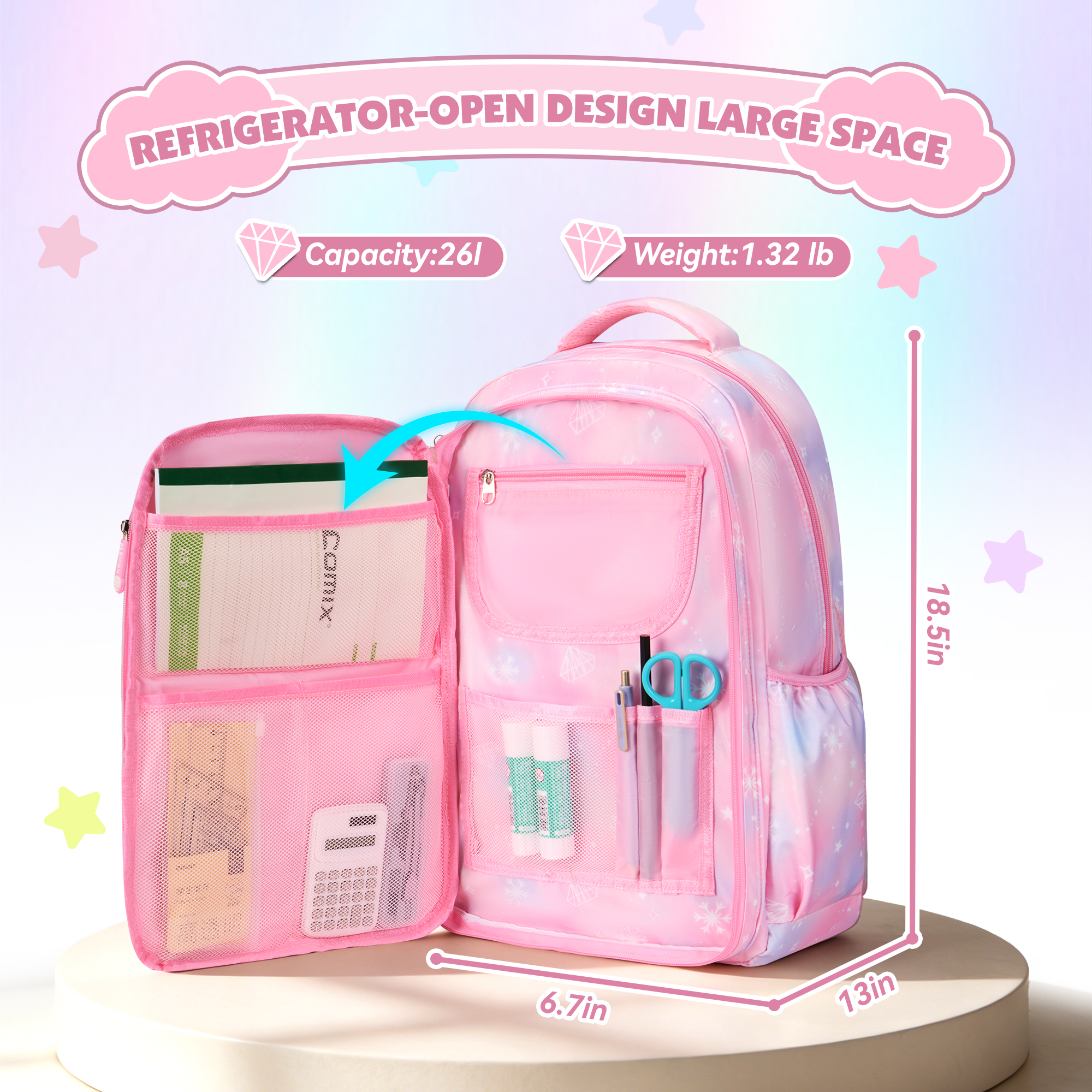 Mochila escolar para niños, niñas y adolescentes, gran capacidad, con múltiples bolsillos, para 7-14 años, rosa 2