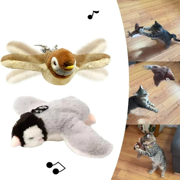 EIGTHTAIL Jouet de Chasse pour Chat Oiseau Volant Interactif Simulation Volant Électrique Moineau Secouant