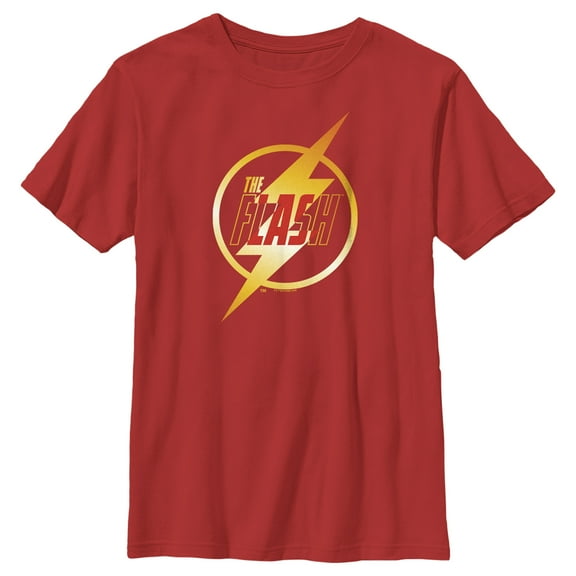 Boy's The Flash Gold Lightning Emblem Graphic Tee Red X Small