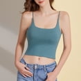 thumbnail image 4 of Blue Womens Summer Shirts, Cotton Womens Tank Tops Pack, Women Undershirt, Women's Solid Color With Chest Pad Bra One Tank Top Sling, 4 of 8
