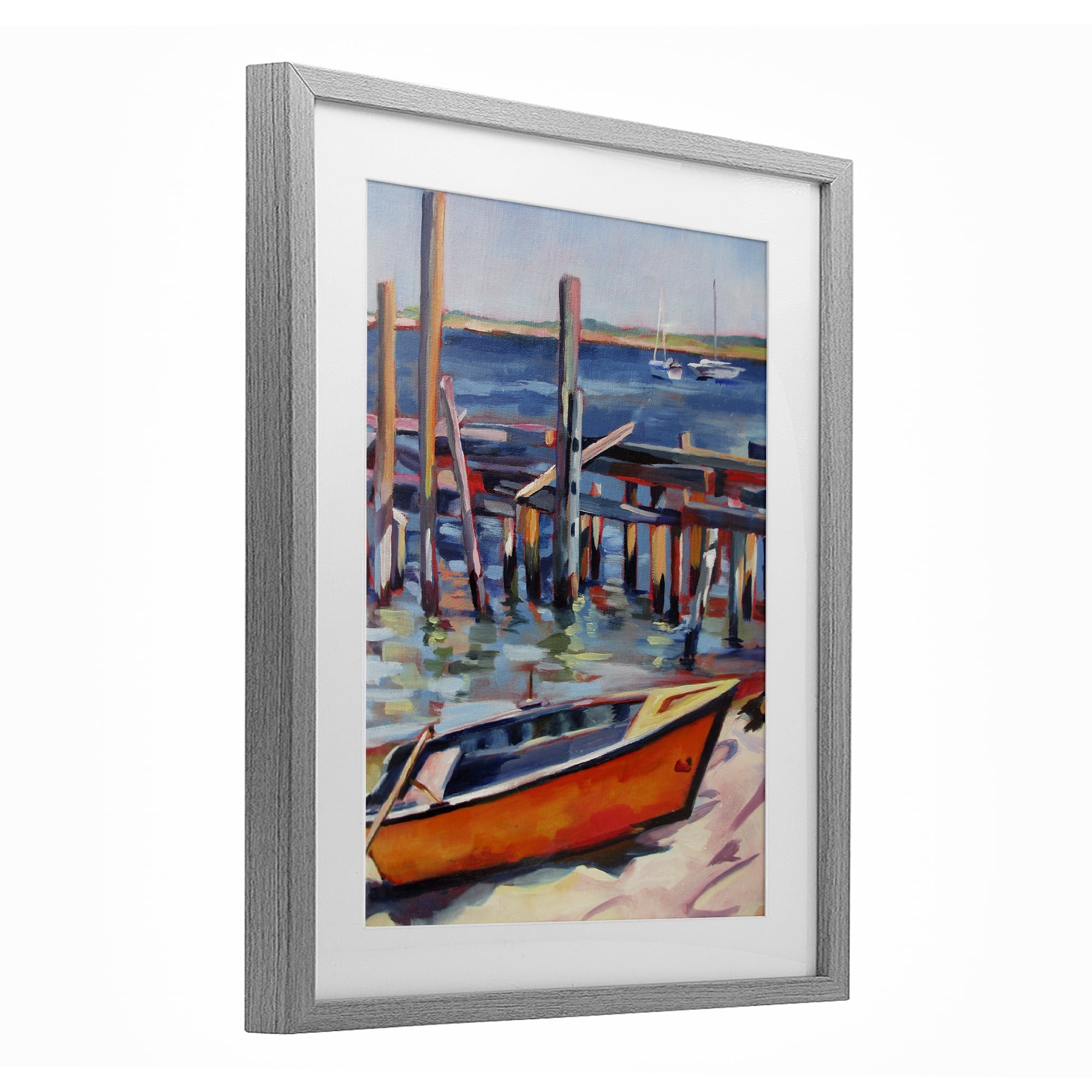Stupell Industries Provincetown Harbor Boat Gray Framed Print Under Glass, design by Maxine Shore
