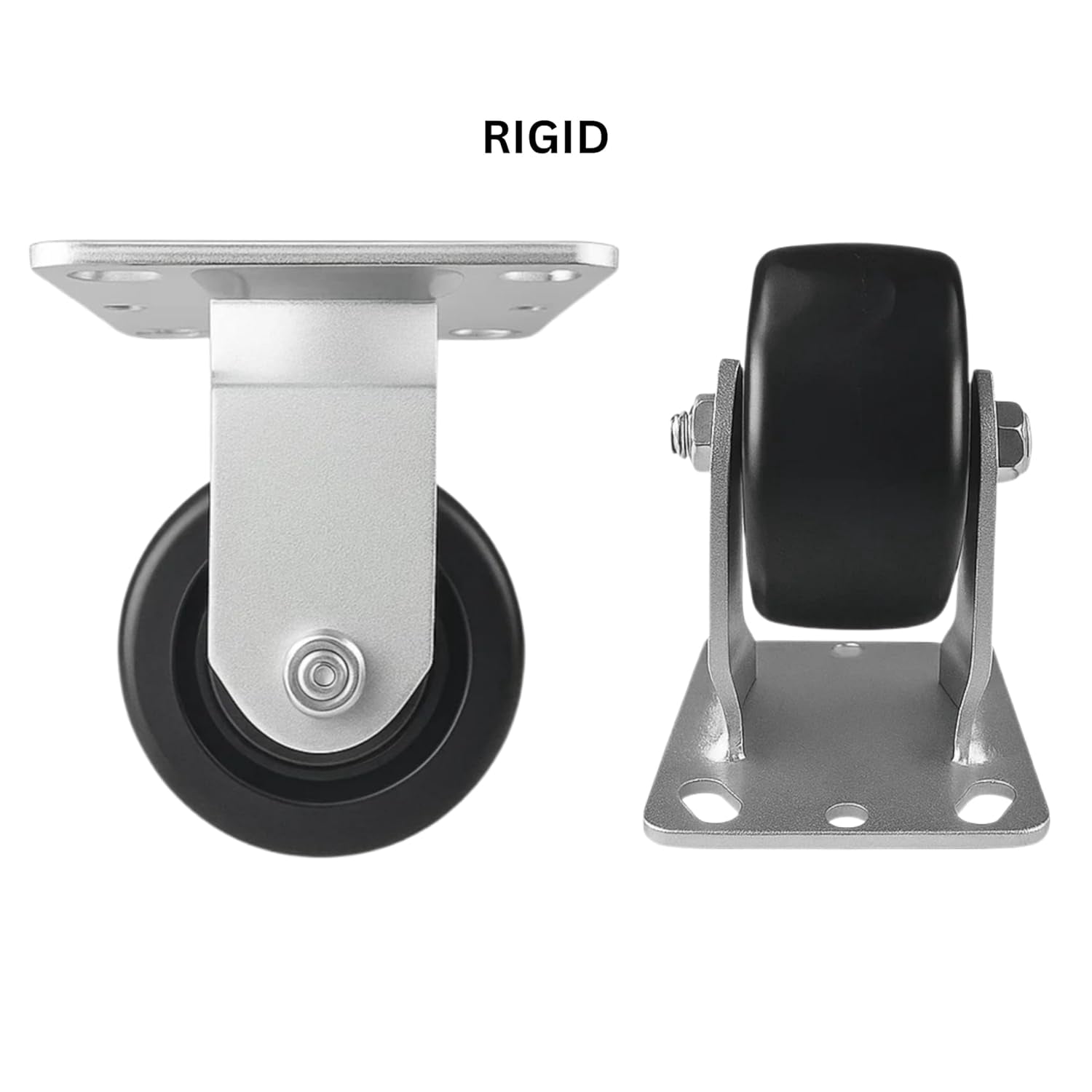 4 Heavy Duty Caster Set 4" Plastic Wheels - 4 Rigid