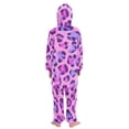 thumbnail image 3 of Purple Leopard Print Pattern One Piece Pajamas Soft Jumpsuit Cozy Sleep and Play Romper Zipper and Pockets 4T, 3 of 8