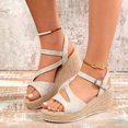 thumbnail image 4 of Dakaela Womens Espadrille Wedge Sandals Ankle Strap Platform Summer Dress Shoes Comfortable Casual Walking Slip on Sandal Size 7.5,White, 4 of 9