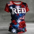 thumbnail image 3 of FUZHIQ Women's R.E.D. Remember Everyone Deployed Crewneck T-Shirt Patriotic American Flag Star Print Contrast Short Sleeve Casual Graphic Tee for RED Friday Military Support,S, 3 of 3