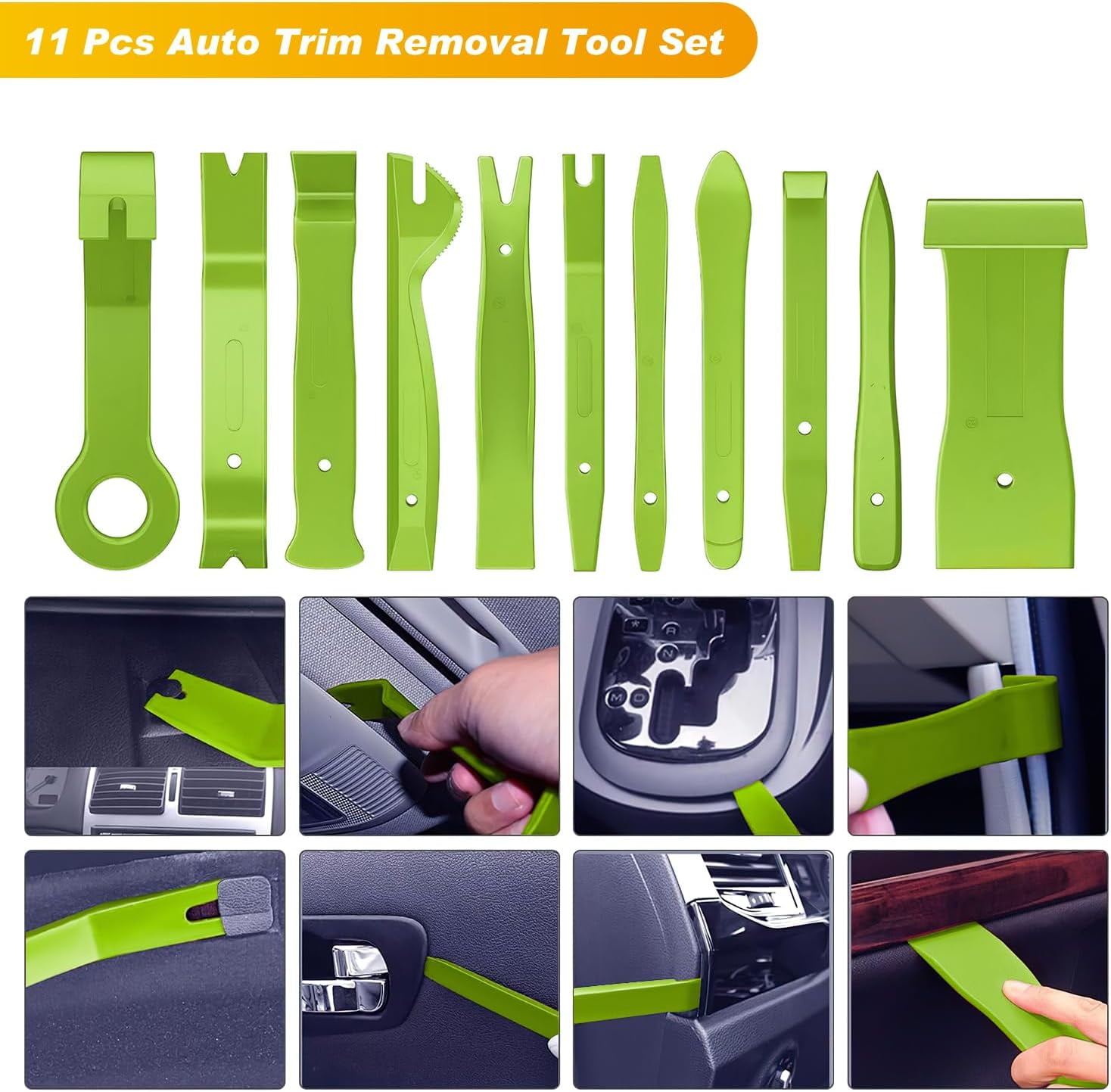 GOOACC 40Pcs Trim Removal Tool,Auto Terminal Removal Key Tool,Auto Clip Pliers Stereo Removal Tools,Car Upholstery Repair Removal Kit,Precision Hook and Pick Set,Wiring Threader,Car Film Scrape-Green