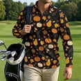 thumbnail image 3 of Chririnla Fall Leaves Pumpkin Men's Polo Shirts Long Sleeve Fashion Polos Tee Shirt Classic Basic Work Collared Shirt 2XL, 3 of 6
