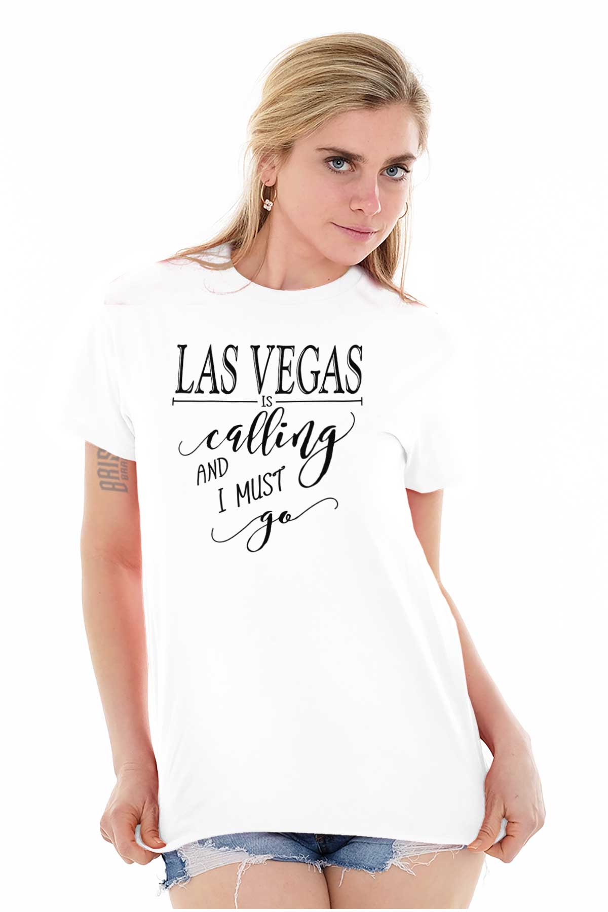 Las Vegas is Calling I Must Go Women's Graphic T Shirt Tees Brisco Brands 3X - image 5 of 5