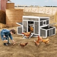 thumbnail image 4 of 55" Wooden Chicken Coop, Outdoor Wooden Chickens House with 6 Nesting Boxes, Large Chicken Coop Poultry Cage Rabbit Cage w/Ramps, Window & Openable Roof, 4 of 7