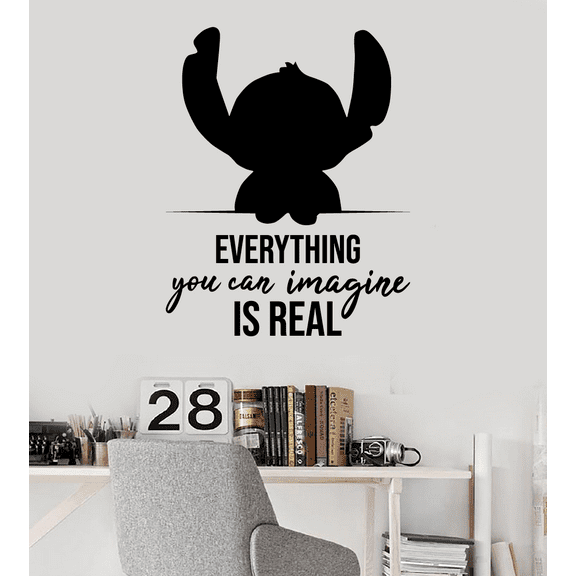 Stitch Imagine Quote Lilo and Stitch Disney Cartoon Wall Sticker Art Decal for Girls Boys Room Bedroom Kindergarten Nursery House Fun Home Decors Stickers Wall Art Vinyl Decoration Size (30x40 inch)