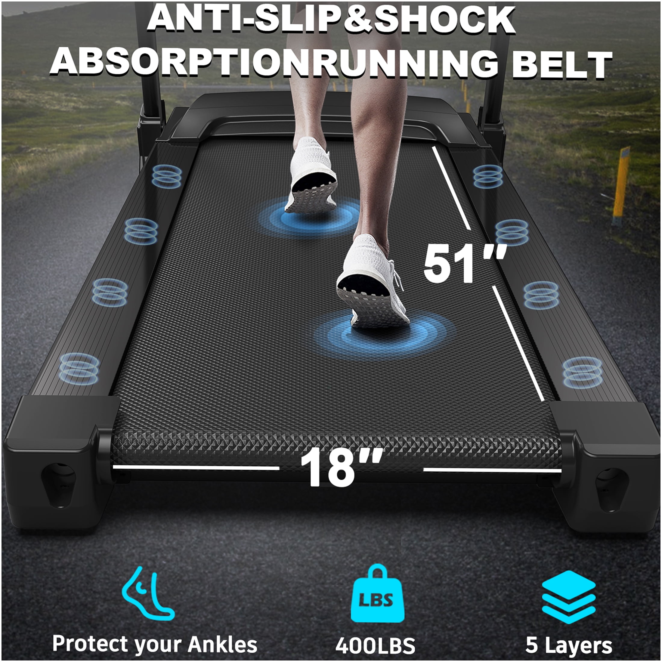 JERFIT 3.5HP Foldable Electric Treadmill for Home with Auto Incline, Bluetooth Speaker & App Control, 330lbs Capacity, Black