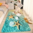 thumbnail image 3 of Bath Rugs Sponge Foam Absorbent Soft for Bathroom and Kitchen (47x18 inches), Flannel Mat Non Slip Bright 3D Print for Bedside and Living Room(Scallop Starfish), 3 of 6