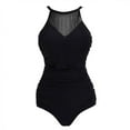 thumbnail image 3 of Womens Plus Size Swimwear Solid Color One-piece Retro Swimsuit, 3 of 8