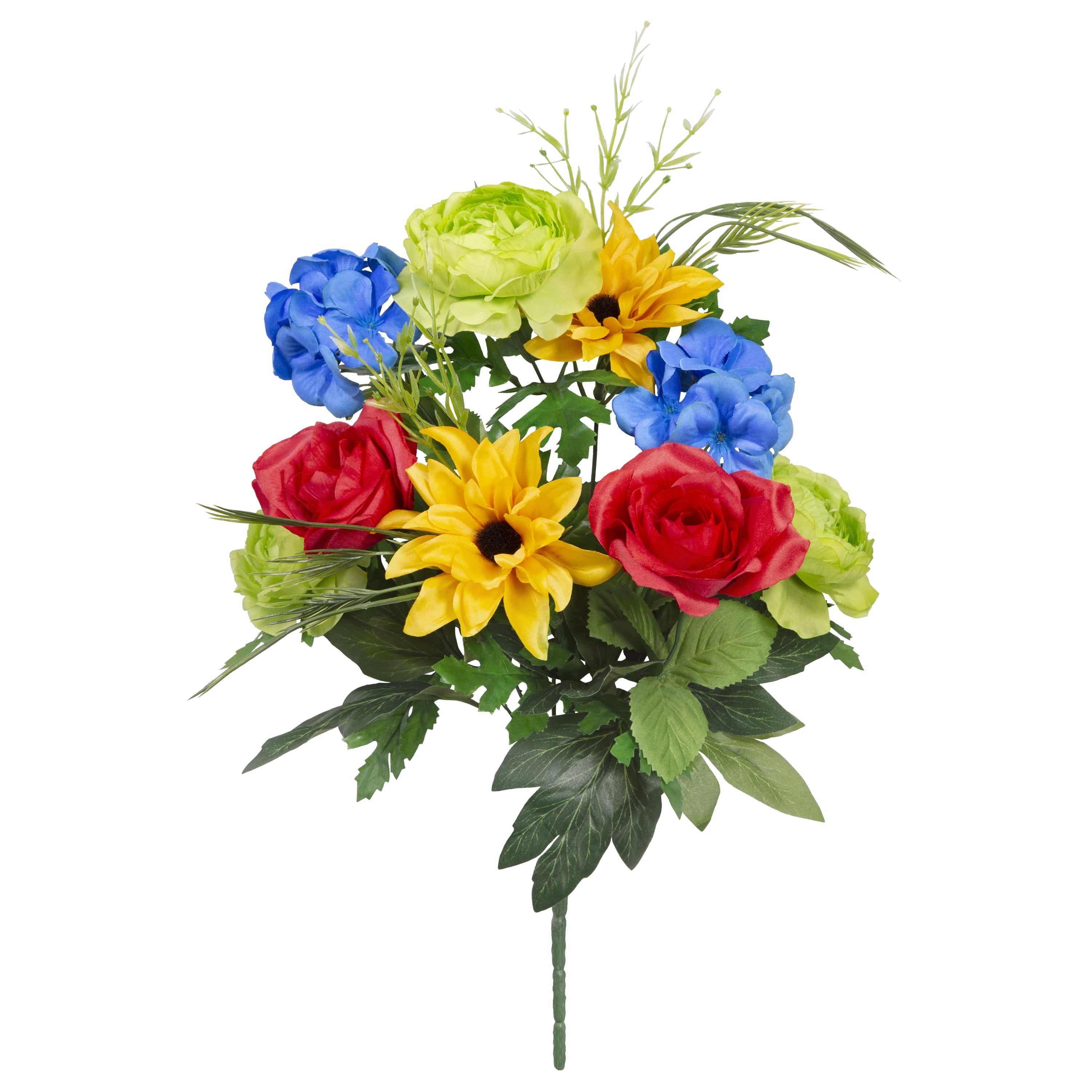 Mainstays Artificial Floral Mixed Bouquet Multi Green Red Yellow Blue 17 Walmart Com Walmart Com