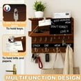thumbnail image 5 of Farmhouse Key and Mail Holder for Wall Decorative, Rustic Mail and Key Organizer for Wall with Different Hooks, Chalkboard, Key Holder Wall Mount with Shelf, Basket, Clips(Pine Wood, Brown), 5 of 14