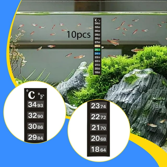 10 de termómetro para , para terrario, para medir temperatura del agua, fáciles de instalar, pegatinas compactas para termómetro de