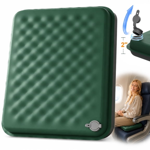 NOCOEX Inflatable Seat Cushion, 2'' Thick Portable Self-Inflating Memory Foam Seat Cushion for Travel, Office, Airplane, Camping, Stadium, Backpacking