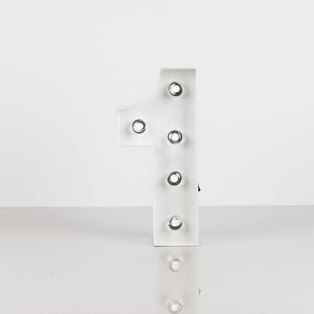 Lighted Metal Numbers Fantado White Marquee Light Number '1' LED Metal Sign (8 Inch, Battery Operated) by PaperLanternStore ()