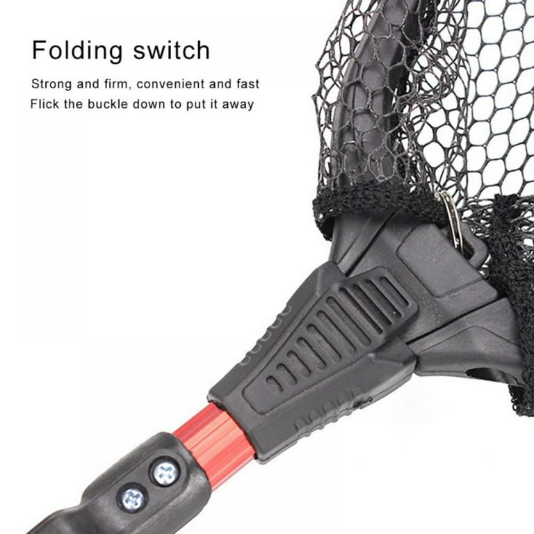 Rubber Coated Foldable Floating Fishing Net for Steelhead, Salmon, Catfish,  Bass, Fly, Kayak, Easy Catch & Release with Telescopic Pole and Spring