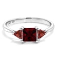 thumbnail image 2 of Gem Stone King 10K White Gold Red Garnet 3 Stone Engagement Ring for Women (1.32 Cttw, Gemstone January Birthstone, Princess Center 5MM, Trillion 3.5MM, Size 6), 2 of 5