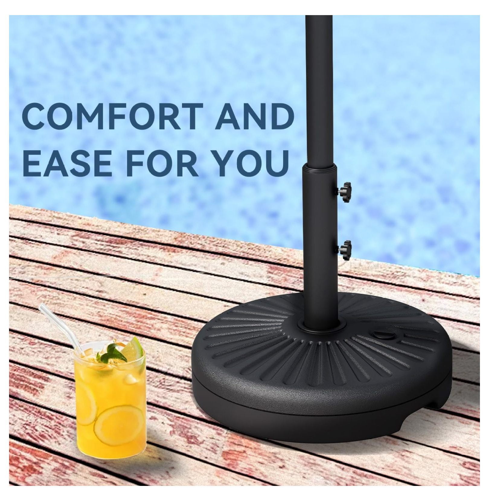 82lb Capacity Outdoor Umbrella Base Water Filled Stand, Patio Umbrella Base Stand, Patio Outdoor Heavy Duty Umbrella Holder Stand (Black)