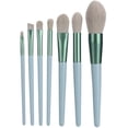 thumbnail image 1 of Juego de 7 brochas de maquillaje de pelo suave para sombras de ojos y polvos sueltos, color verde, 1 of 8