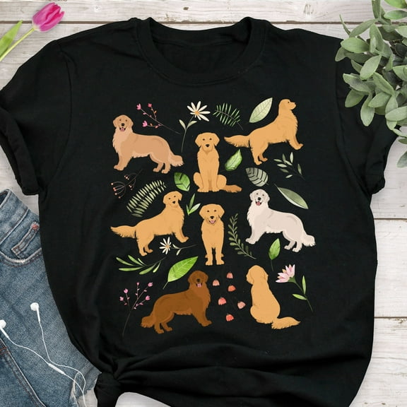 DeliFri Golden Retriever Shirt, Women, Men, Dog Lover Gift, Cute Golden Retriver Mom Dad T-shirt, Dog Tshirt, Pet Tee, Dark Light Gold Cream Fawn