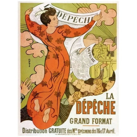 Decor French Poster. La Depeche grand Format. Fine Graphic Design Art. 11 x 17 Inch Poster