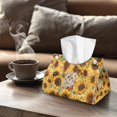 thumbnail image 4 of ZUXONGSY Sunflower Cat Tissue Box Covers 2 Pieces PU Leather Household Tissue Holder with Buckle Rectangular Stylish Tissue Box Cover Match Most Tissue Boxes Elegant Tissue Box Home Decor, 4 of 7