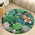 thumbnail image 4 of Lucky Koi Fish Lotus Leaf Floral Medallion Round Rug - Small Round Area Rug, Soft Non-Slip Machine Washable Bedroom Mat Indoor Accent Entry Carpet for Office Desk Dorm Hallway, 4 of 6