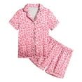 thumbnail image 1 of Ensemble de Pyjama en Soie pour Fille, Imprimé, Manches Courtes, Ensemble de Pyjama à Boutons pour Filles, Ensemble de Pyjama Classique, Pyjama en Soie pour Filles, Garçons, Mode Filles, 1 of 4
