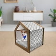 thumbnail image 3 of Tribal Pet House, Geometric Rhombuses and Triangles Composition, Outdoor & Indoor Portable Dog Kennel with Pillow and Cover, 5 Sizes, Charcoal Grey and White, by Ambesonne, 3 of 5