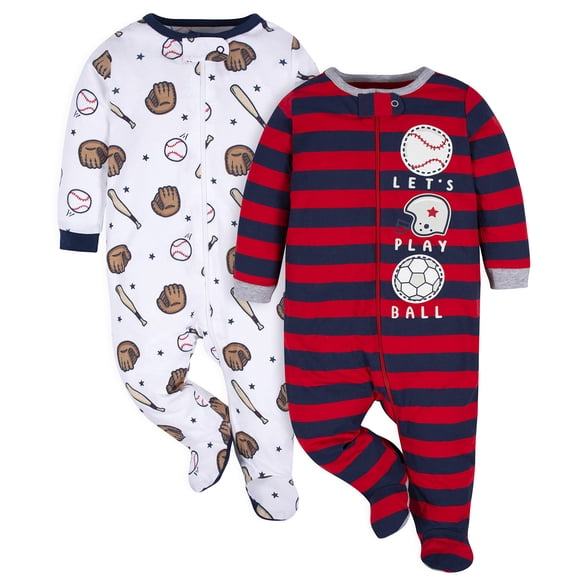 Gerber Sleep N Play - Paquete de 2 niños, Azul, (Sports Blue), 3-6 Meses