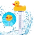 thumbnail image 1 of Termómetro flotante para piscina, termómetro de temperatura del agua con cordón y desayuno para todas las piscinas exteriores e interiores, spas, acuarios, estanques de peces con jacuzzi (pequeño pato amarillo) Rojo Verde, 1 of 5